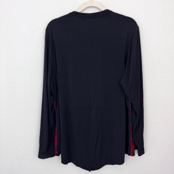 New Directions Womens Blouse Top Size 3X Velvet Burnout Floral Rose Sheer Red - Picture 3 of 7